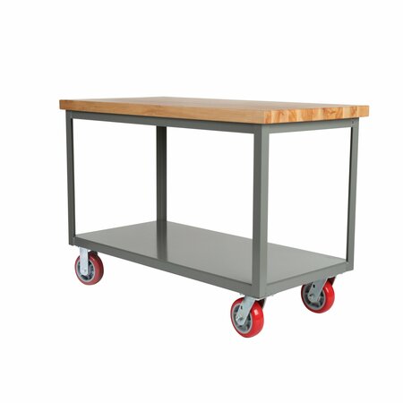 LITTLE GIANT Mobile Table, Butcher Block, 24" x 36", 3000 lbs. Cap, Floor Lock IPJ24362R6PYFL